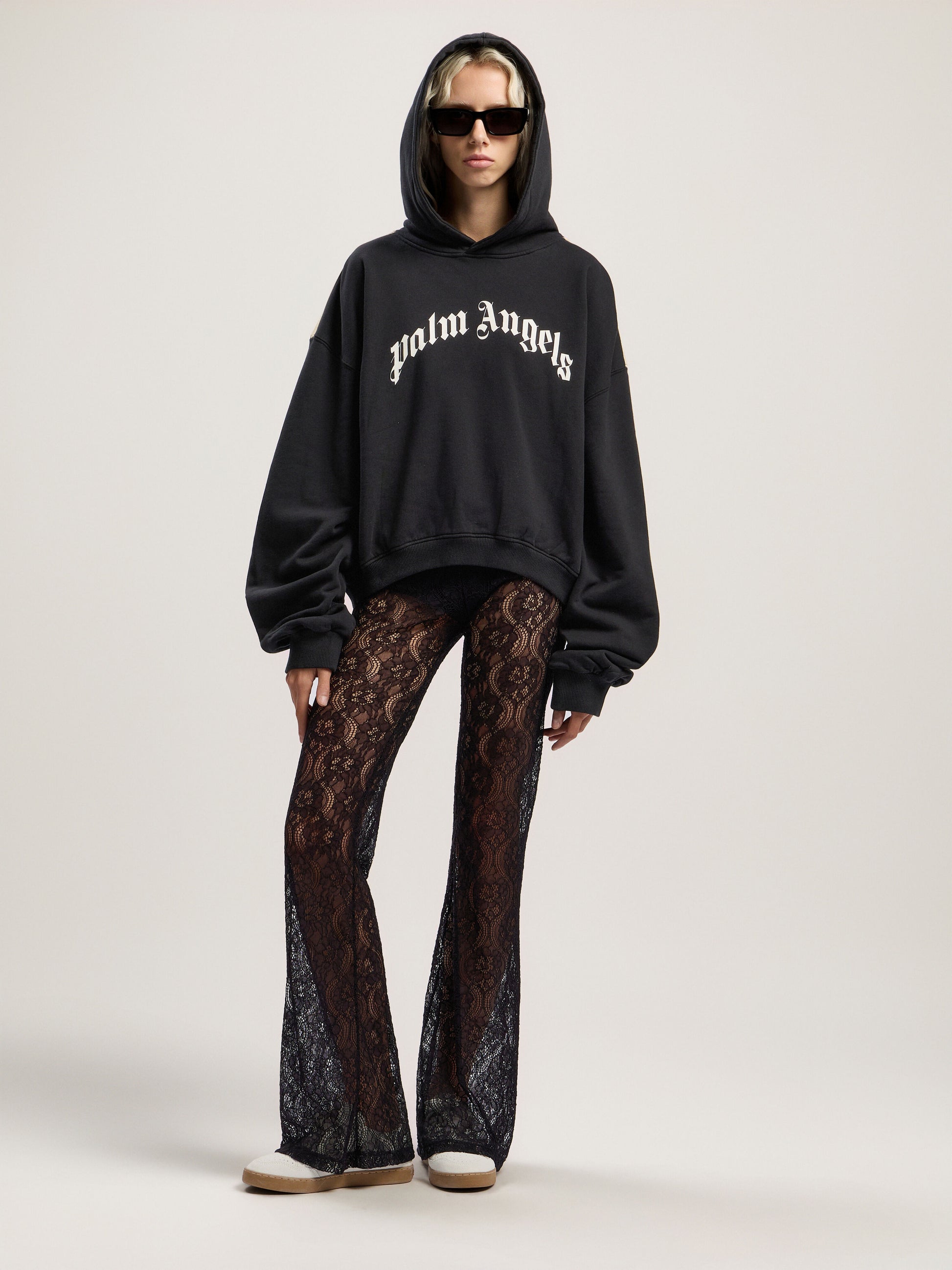 Curved Logo Track Crop Hoodie