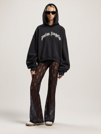 Curved Logo Track Crop Hoodie