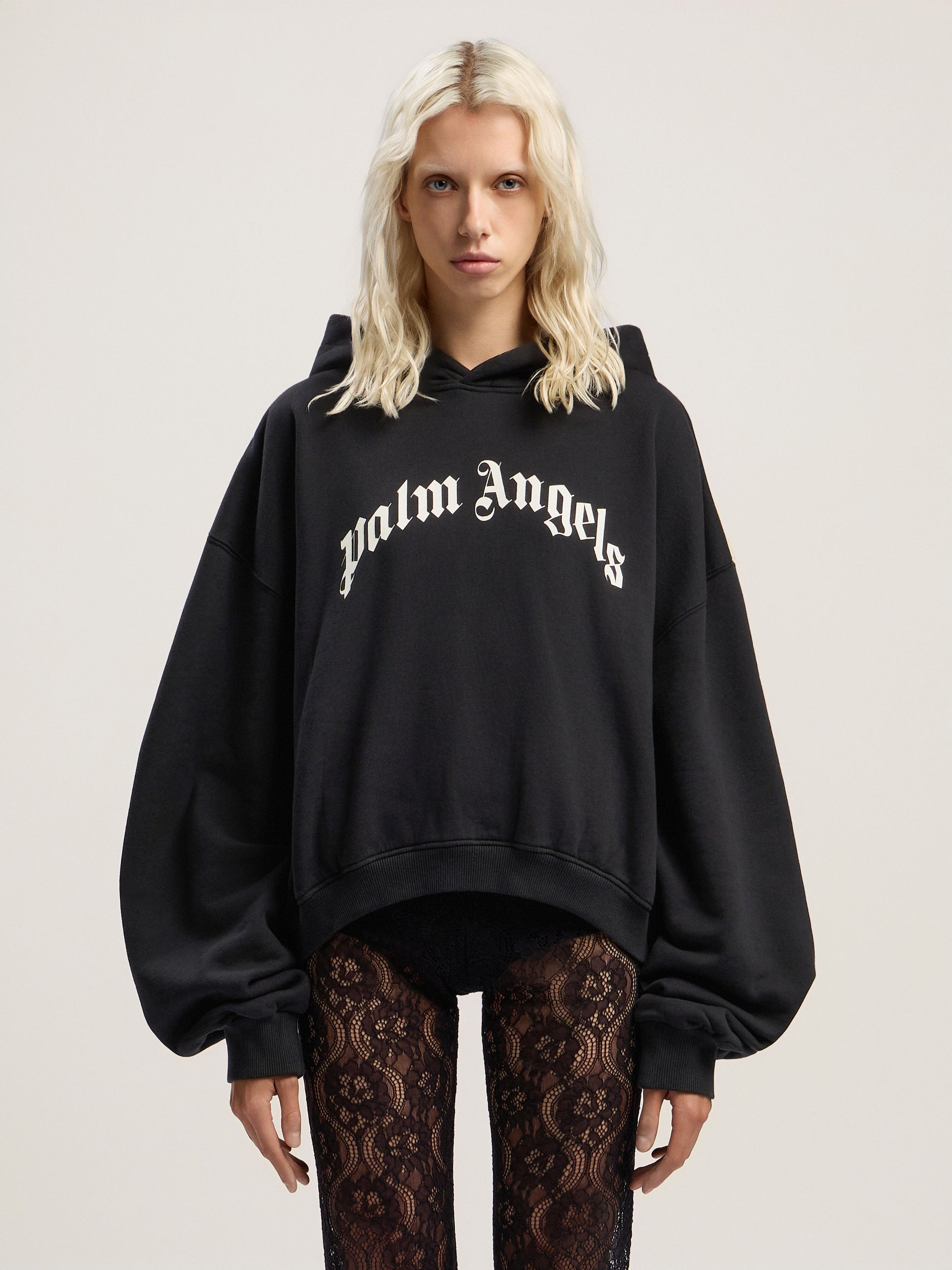 Curved Logo Track Crop Hoodie