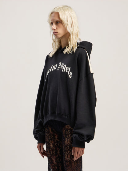 Curved Logo Track Crop Hoodie