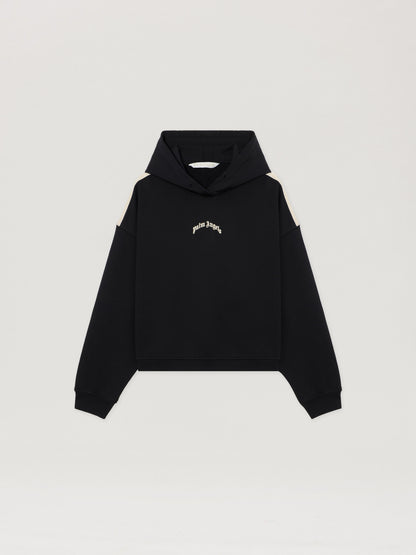 Curved Logo Loose Crop Hoodie