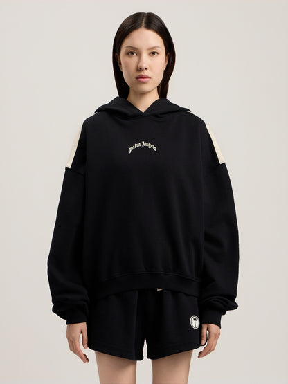 Curved Logo Loose Crop Hoodie