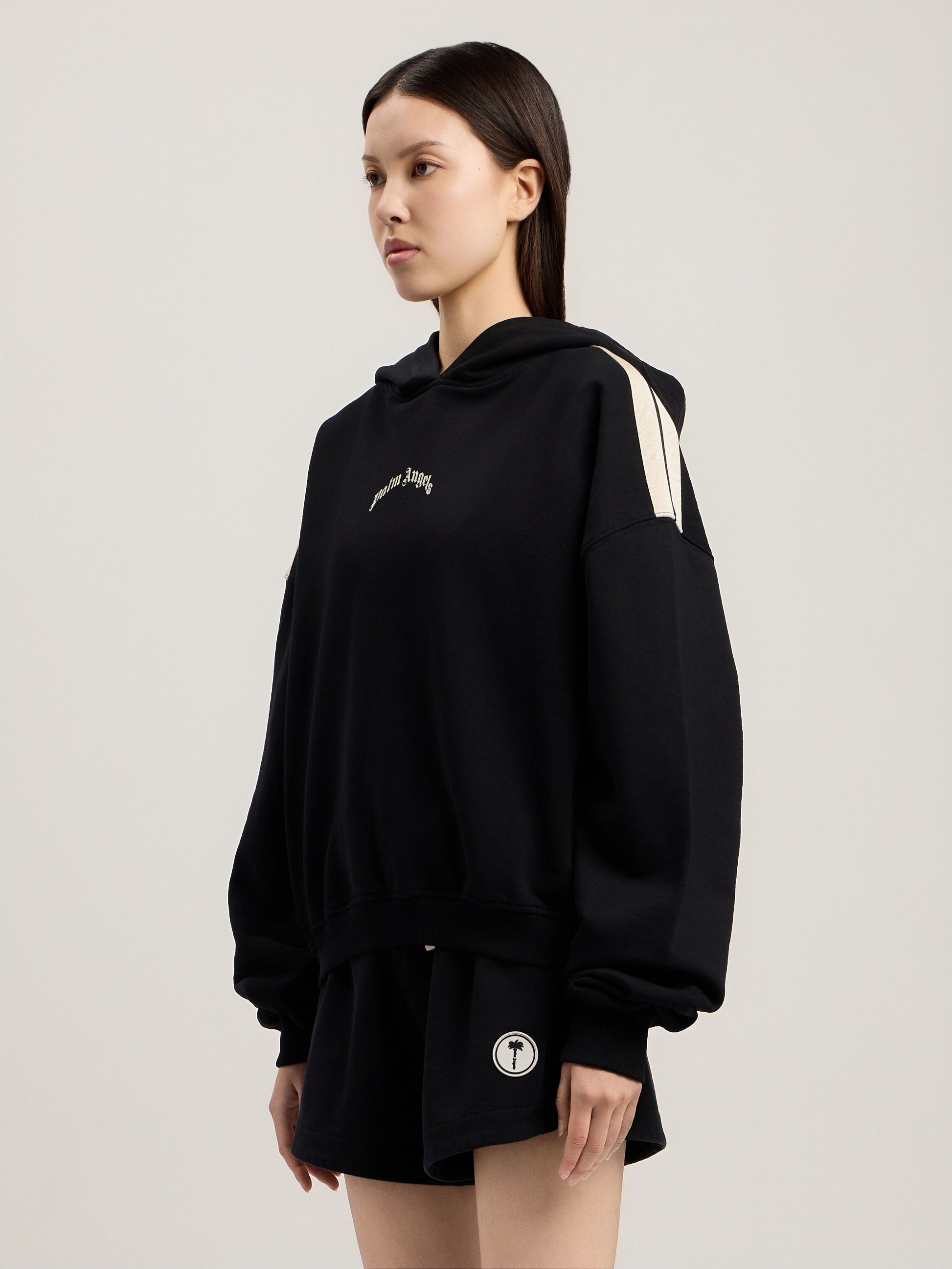Curved Logo Loose Crop Hoodie