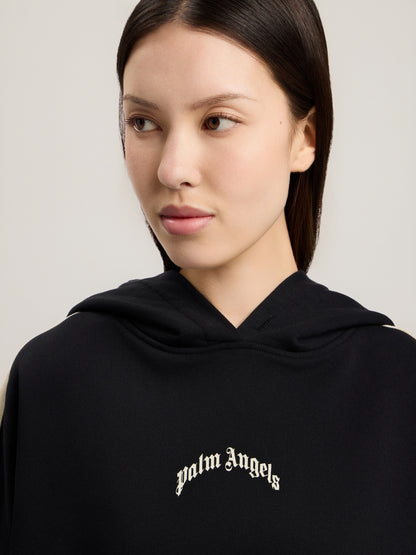 Curved Logo Loose Crop Hoodie