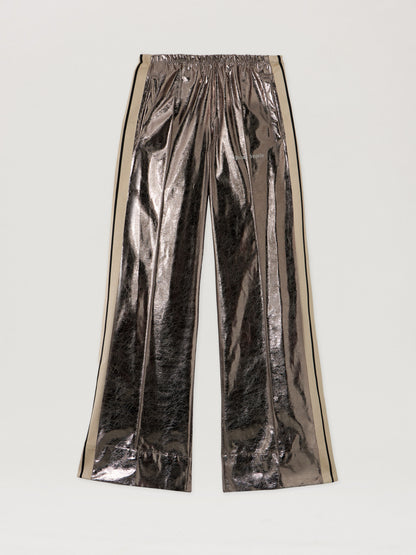 Laminated Wide Leg Track Pants