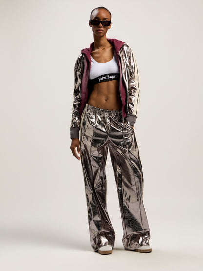 Laminated Wide Leg Track Pants