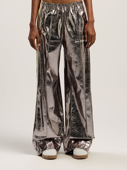 Laminated Wide Leg Track Pants