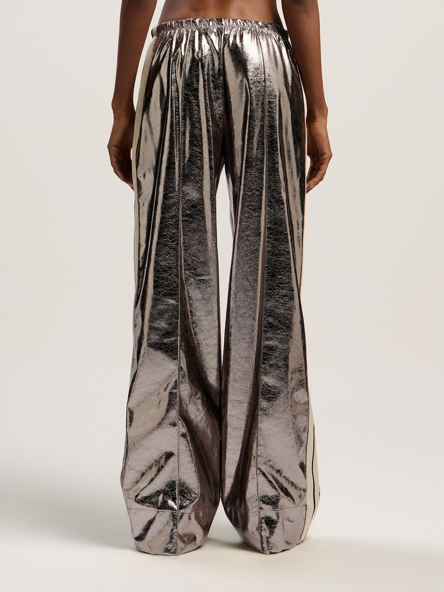 Laminated Wide Leg Track Pants