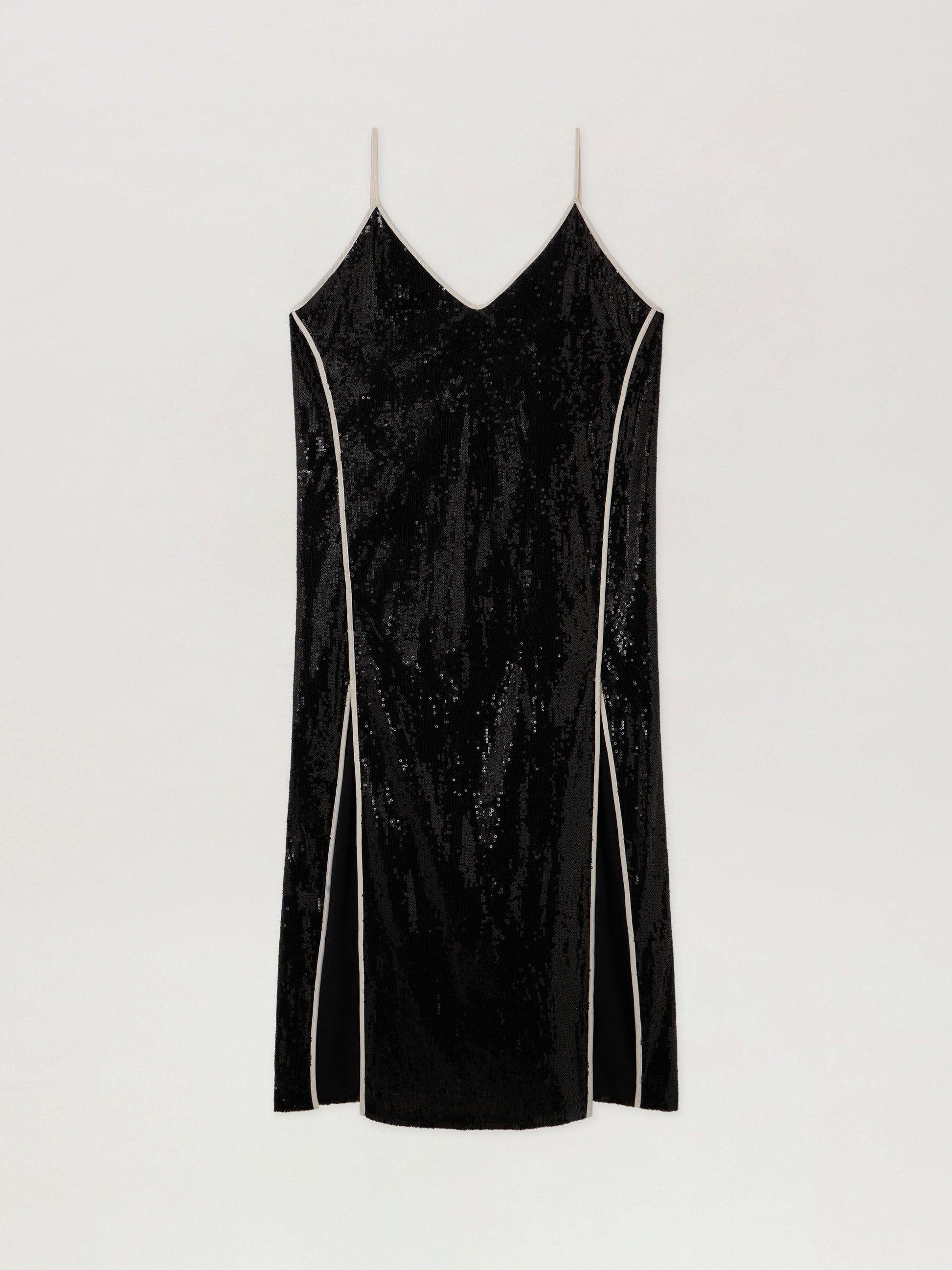 Curved Logo Sequin Slip Dress