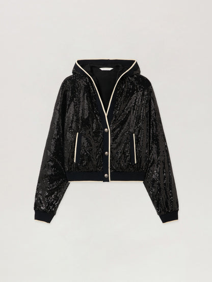 Curved Logo Sequin Crop Jacket
