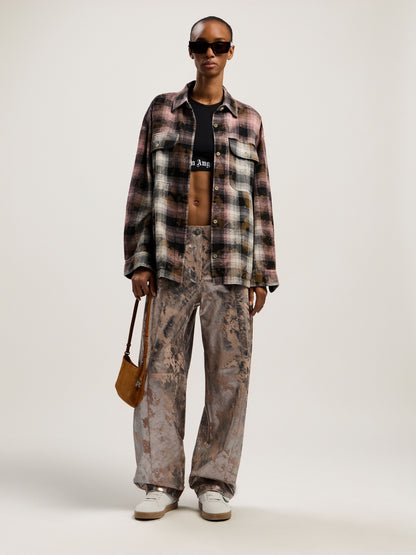 Curved Logo Coated Checkshirt