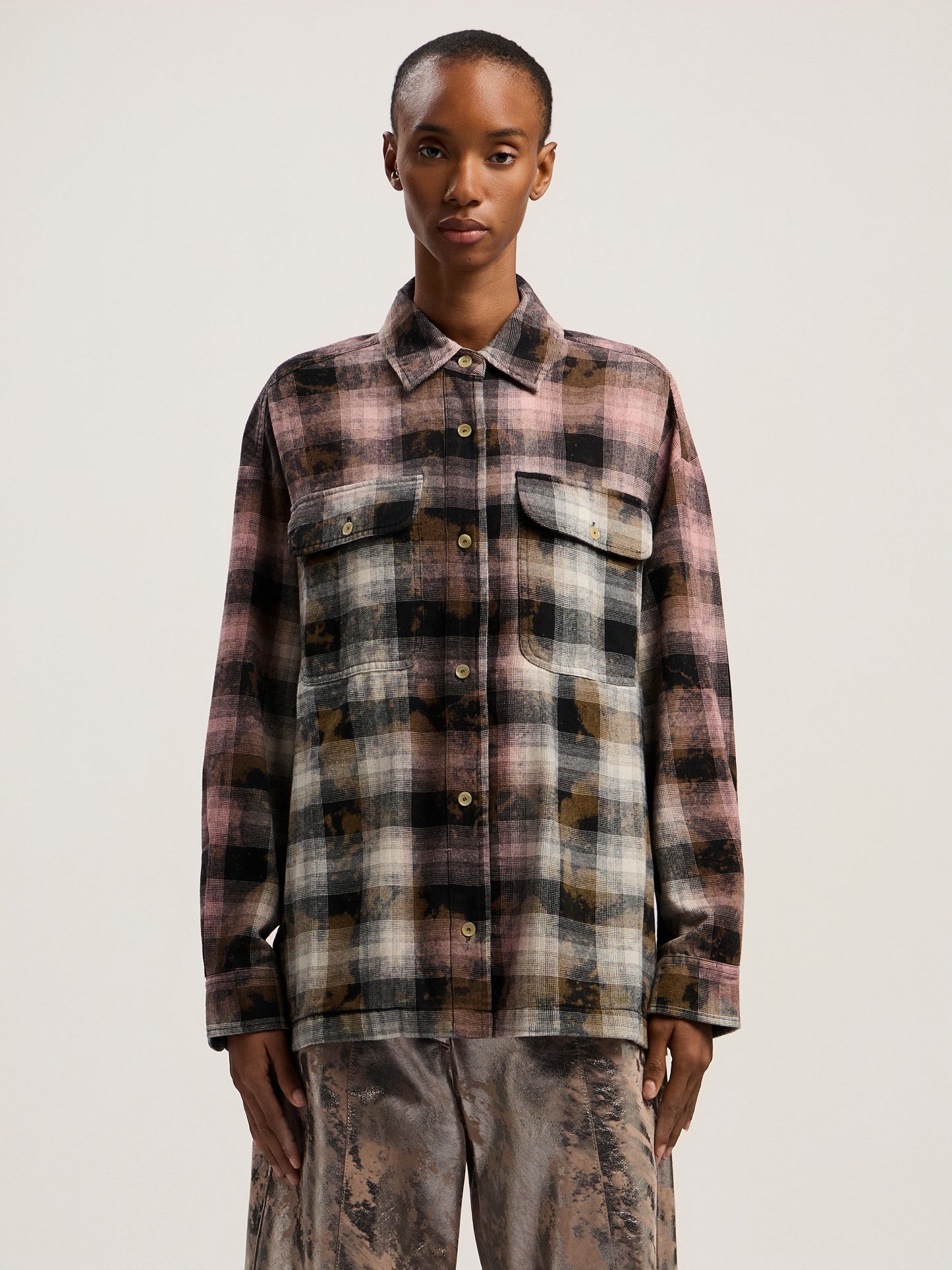 Curved Logo Coated Checkshirt