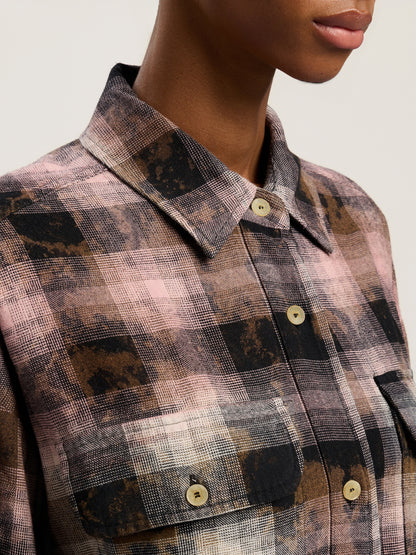 Curved Logo Coated Checkshirt