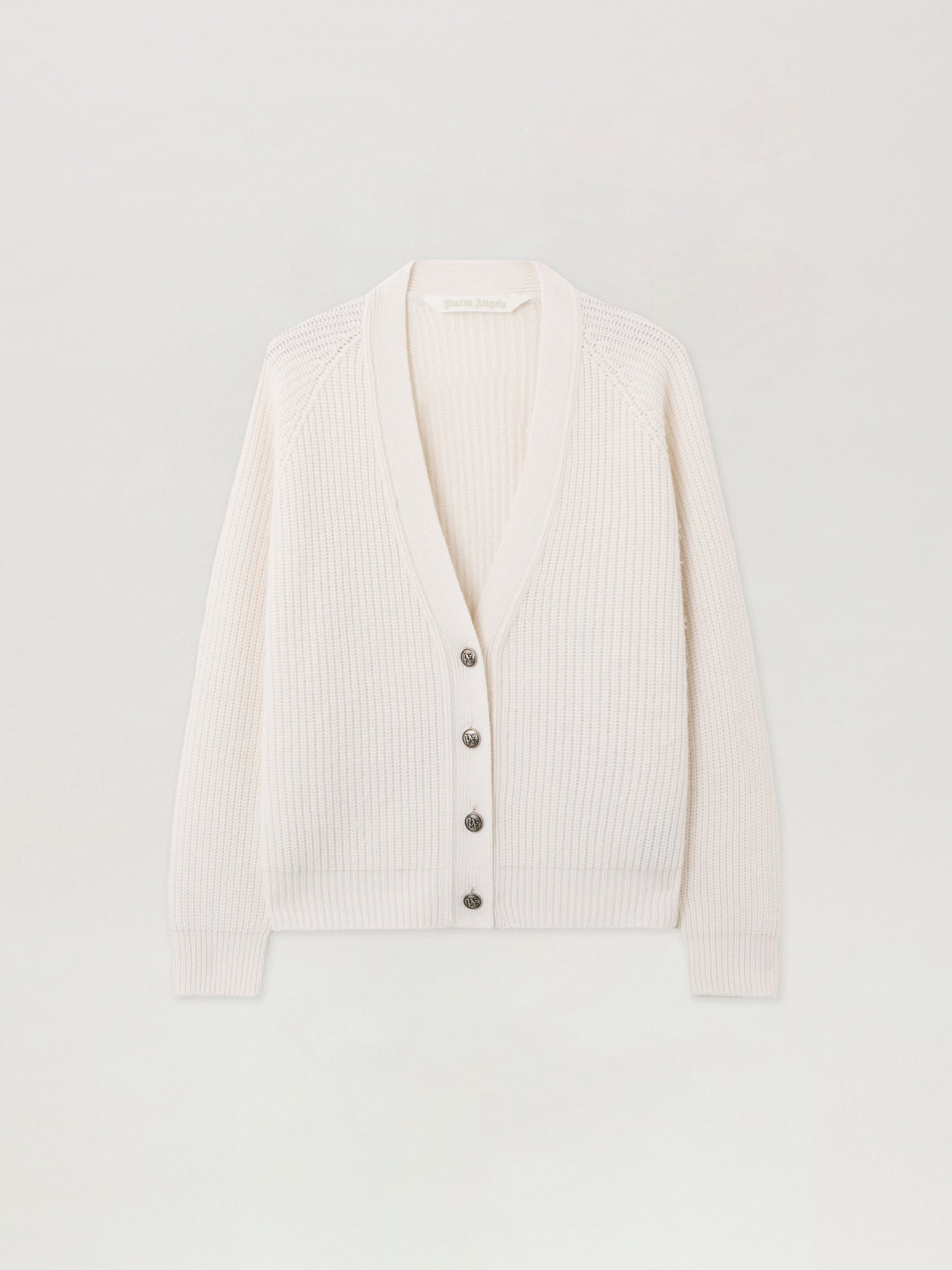 Curved Logo Ribbed Cardigan