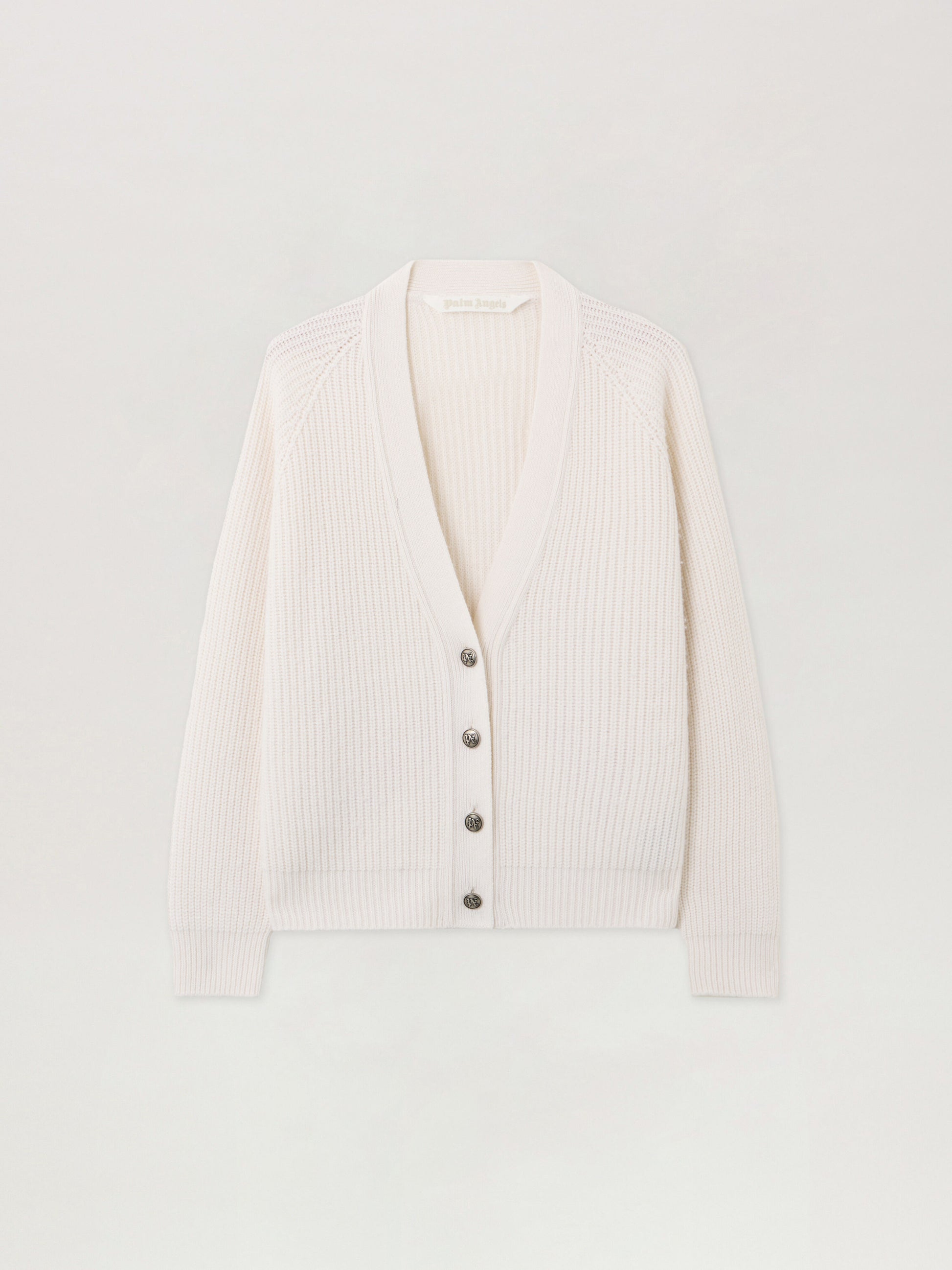 Curved Logo Ribbed Cardigan