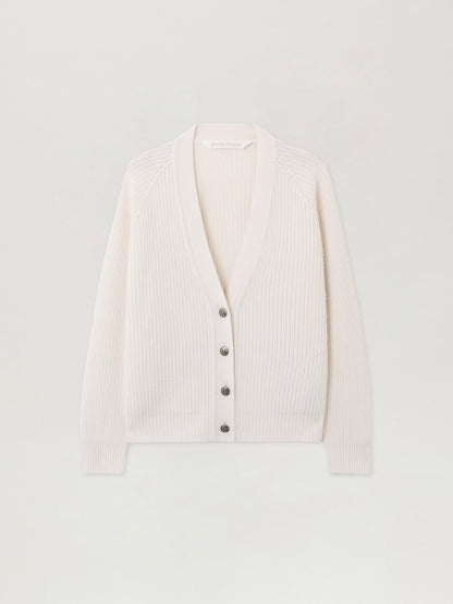 Curved Logo Ribbed Cardigan