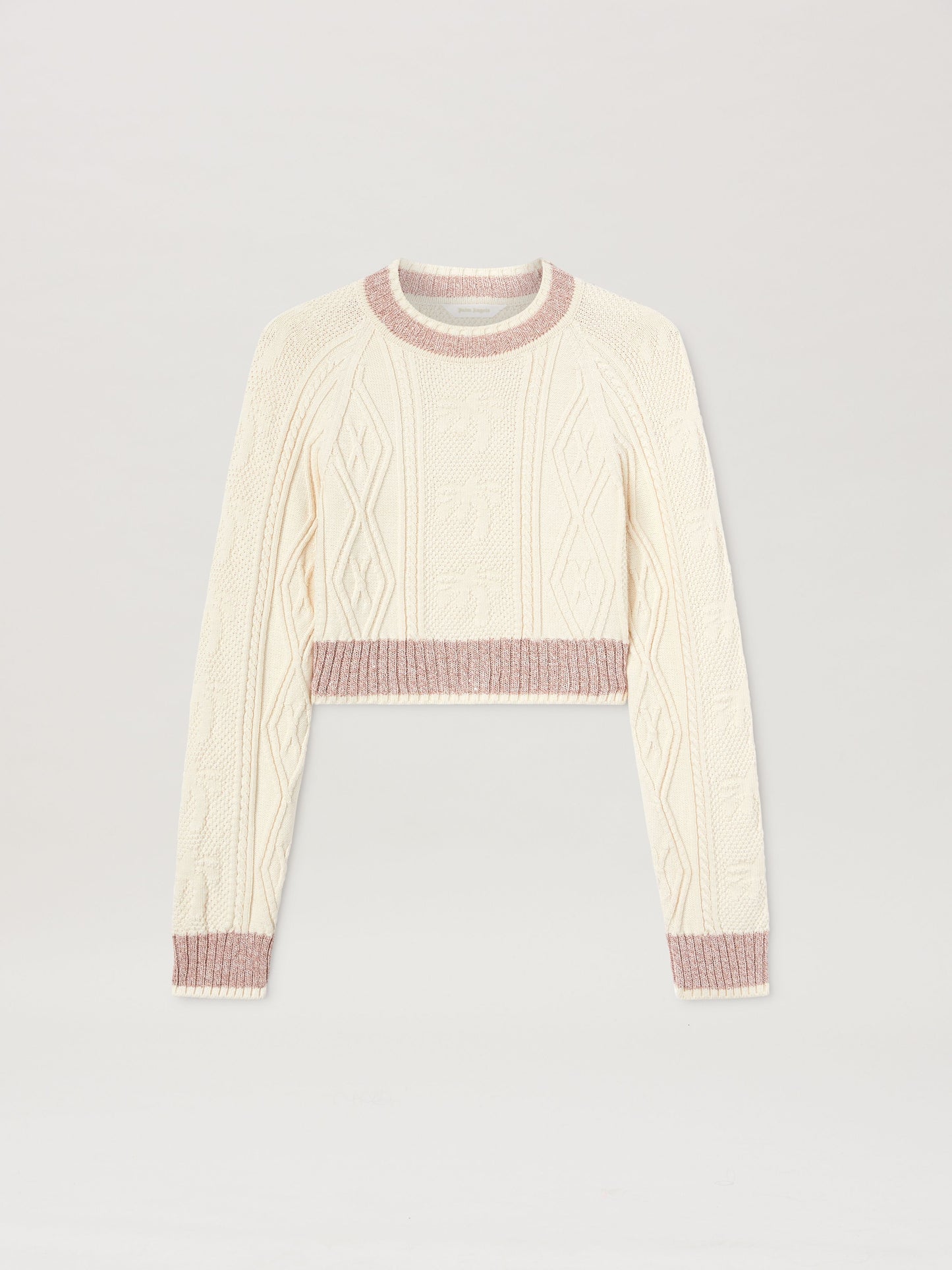 Curved Logo Cable Sweater Off White   Fu