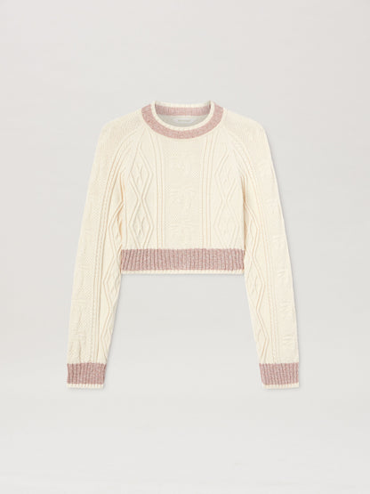 Curved Logo Cable Sweater Off White   Fu