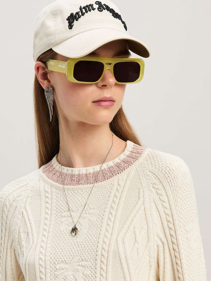 Curved Logo Cable Sweater Off White   Fu
