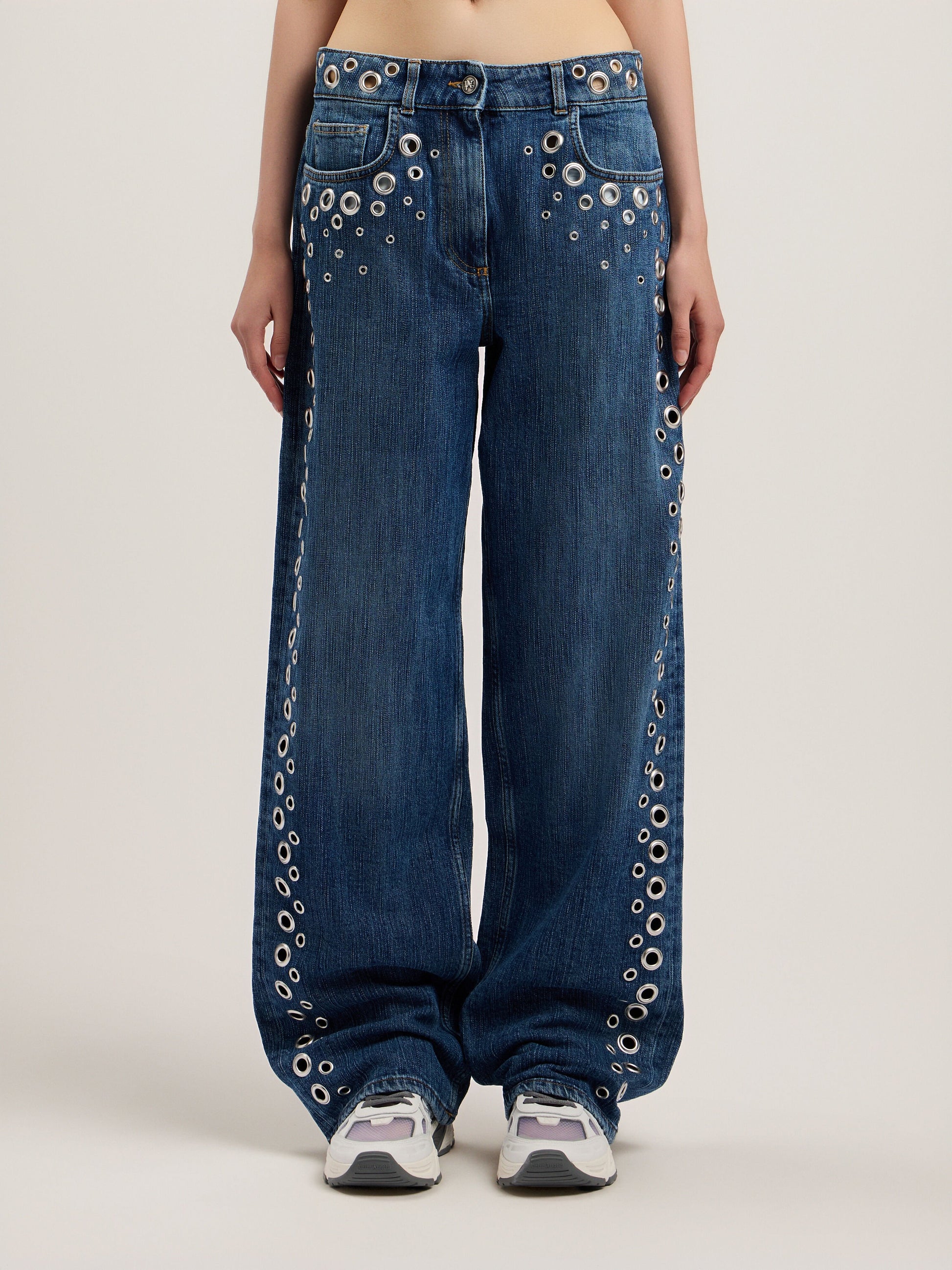 Eyelets Straight Jeans