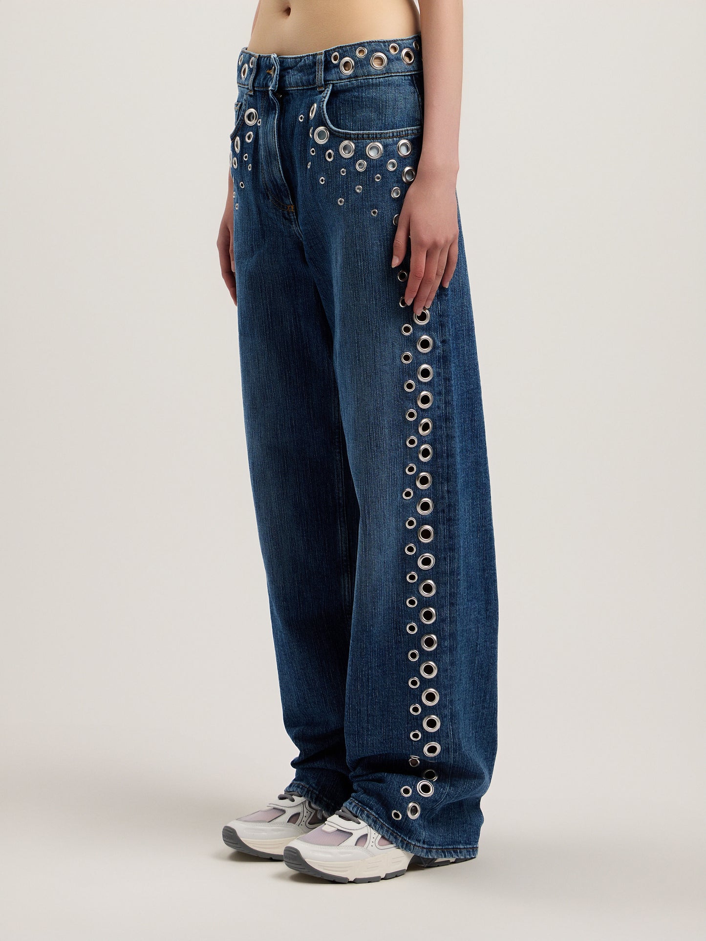Eyelets Straight Jeans