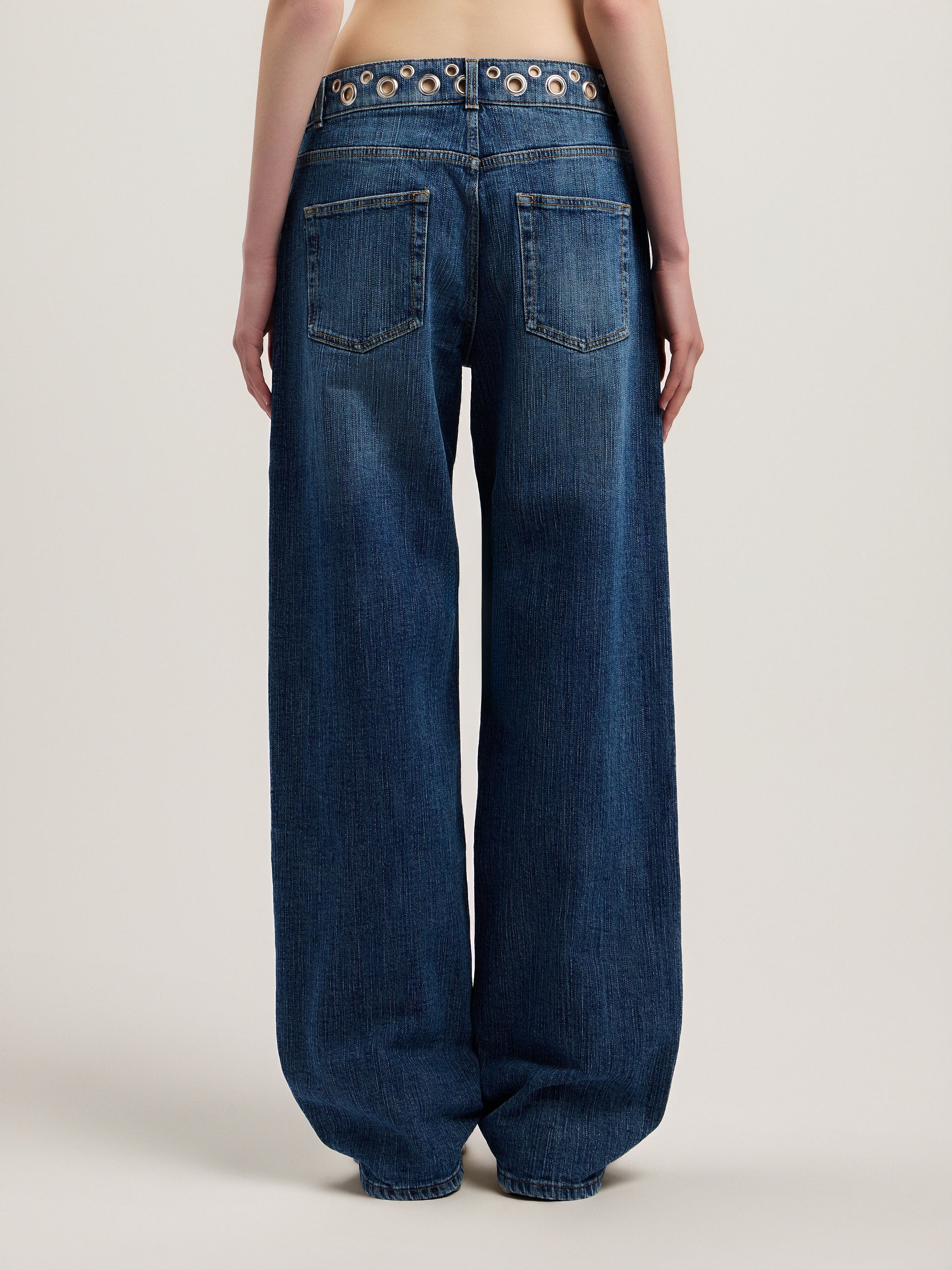 Eyelets Straight Jeans