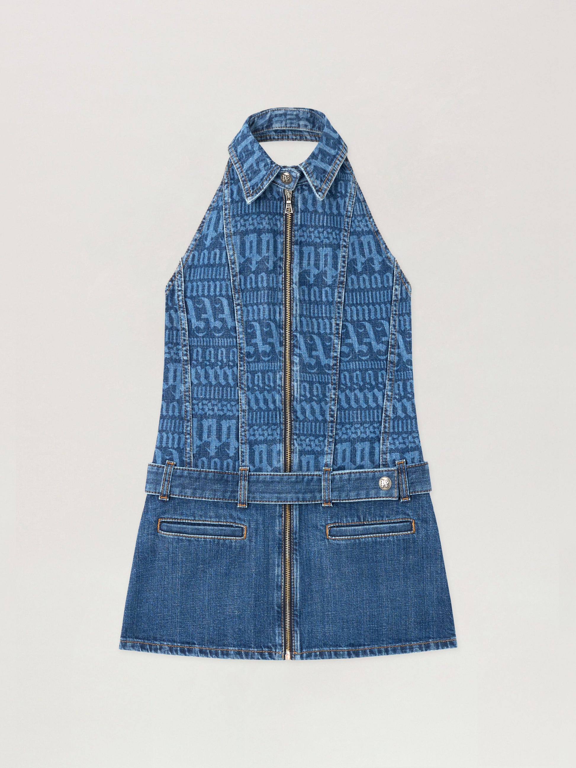 All Over Logo Denim Dress