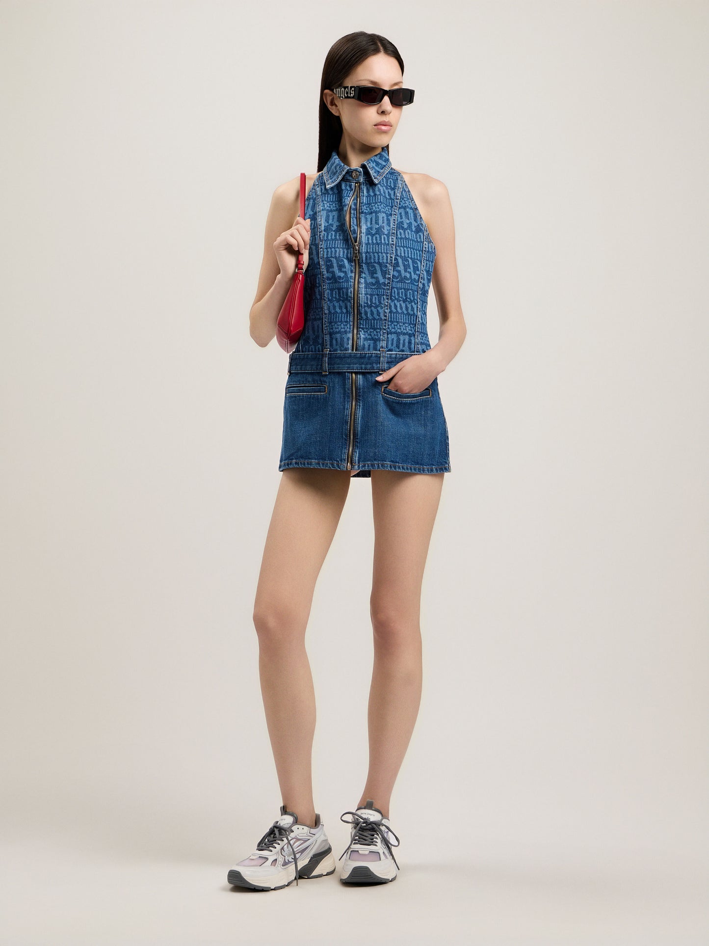 All Over Logo Denim Dress