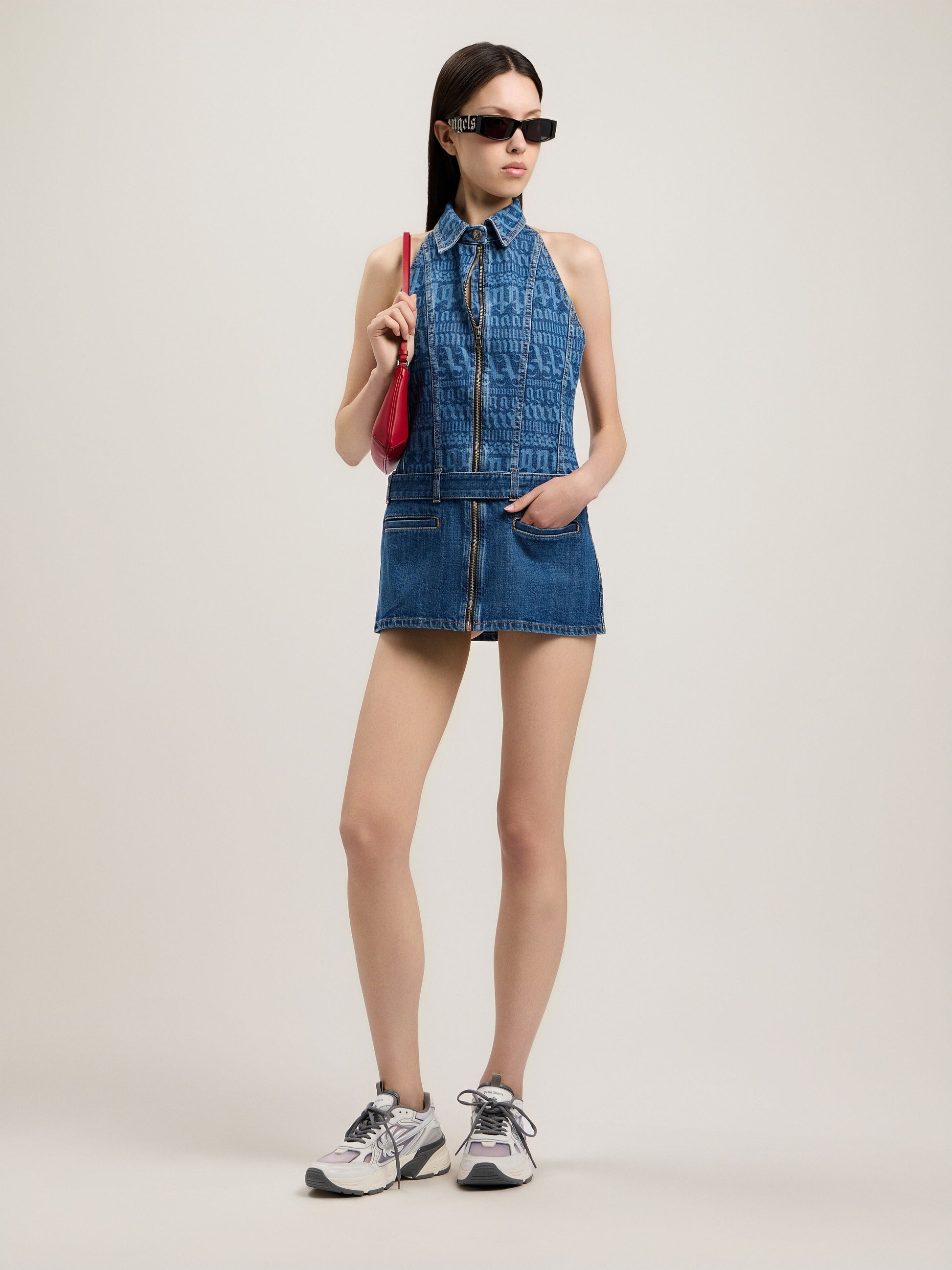 All Over Logo Denim Dress