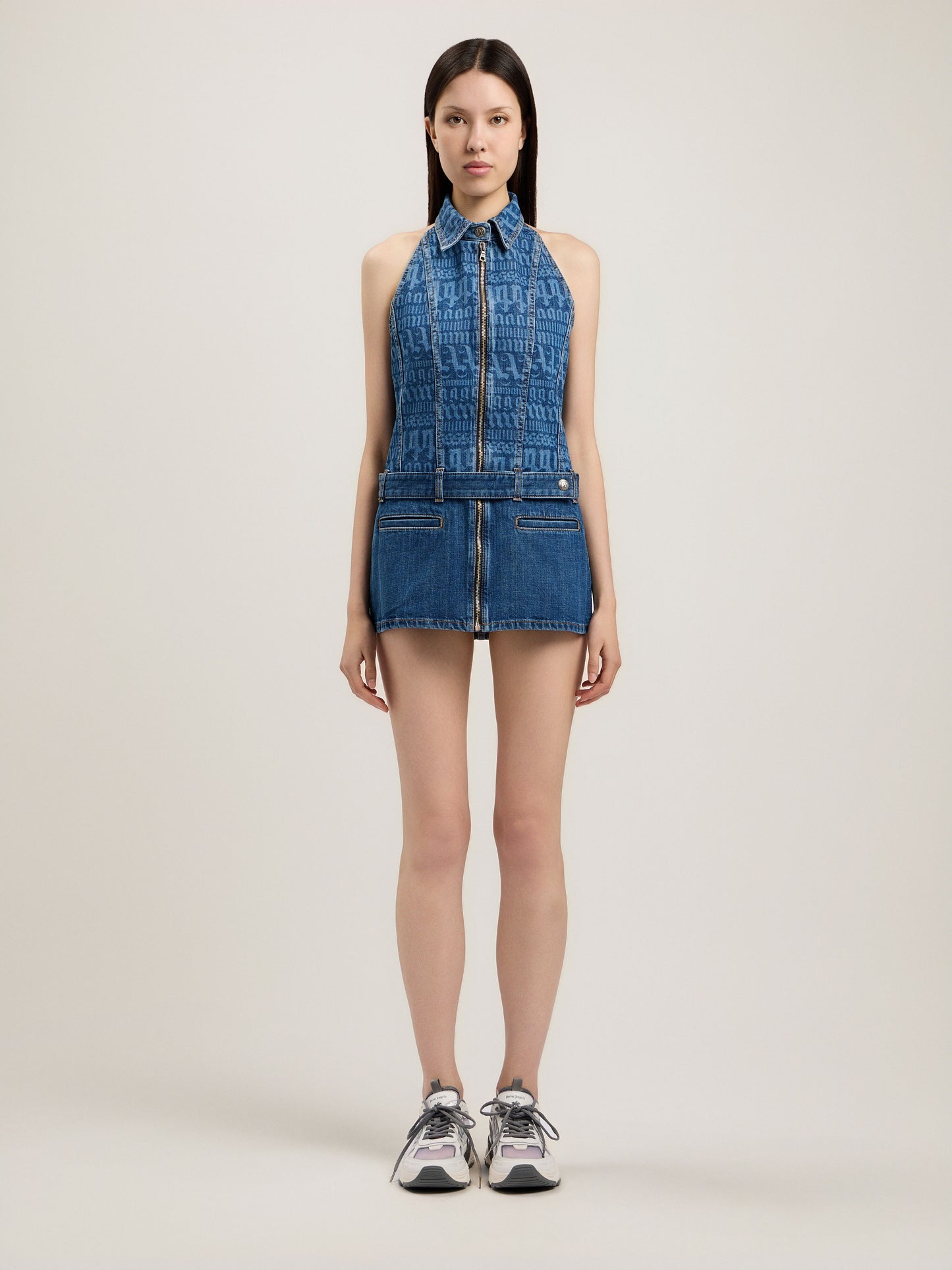 All Over Logo Denim Dress