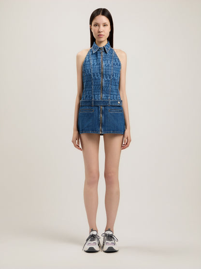 All Over Logo Denim Dress