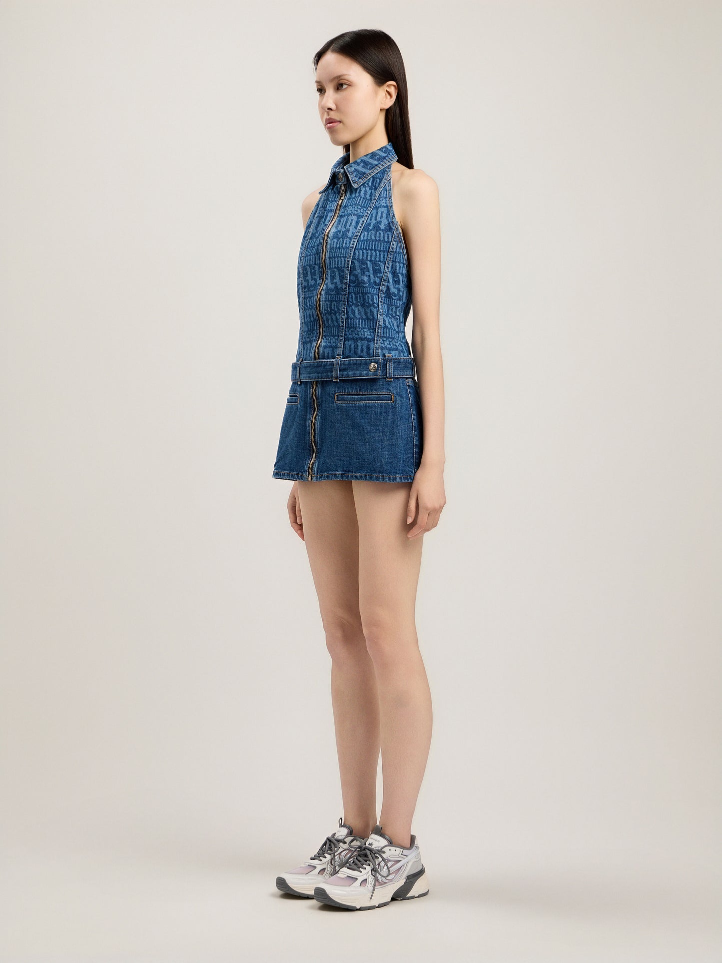 All Over Logo Denim Dress