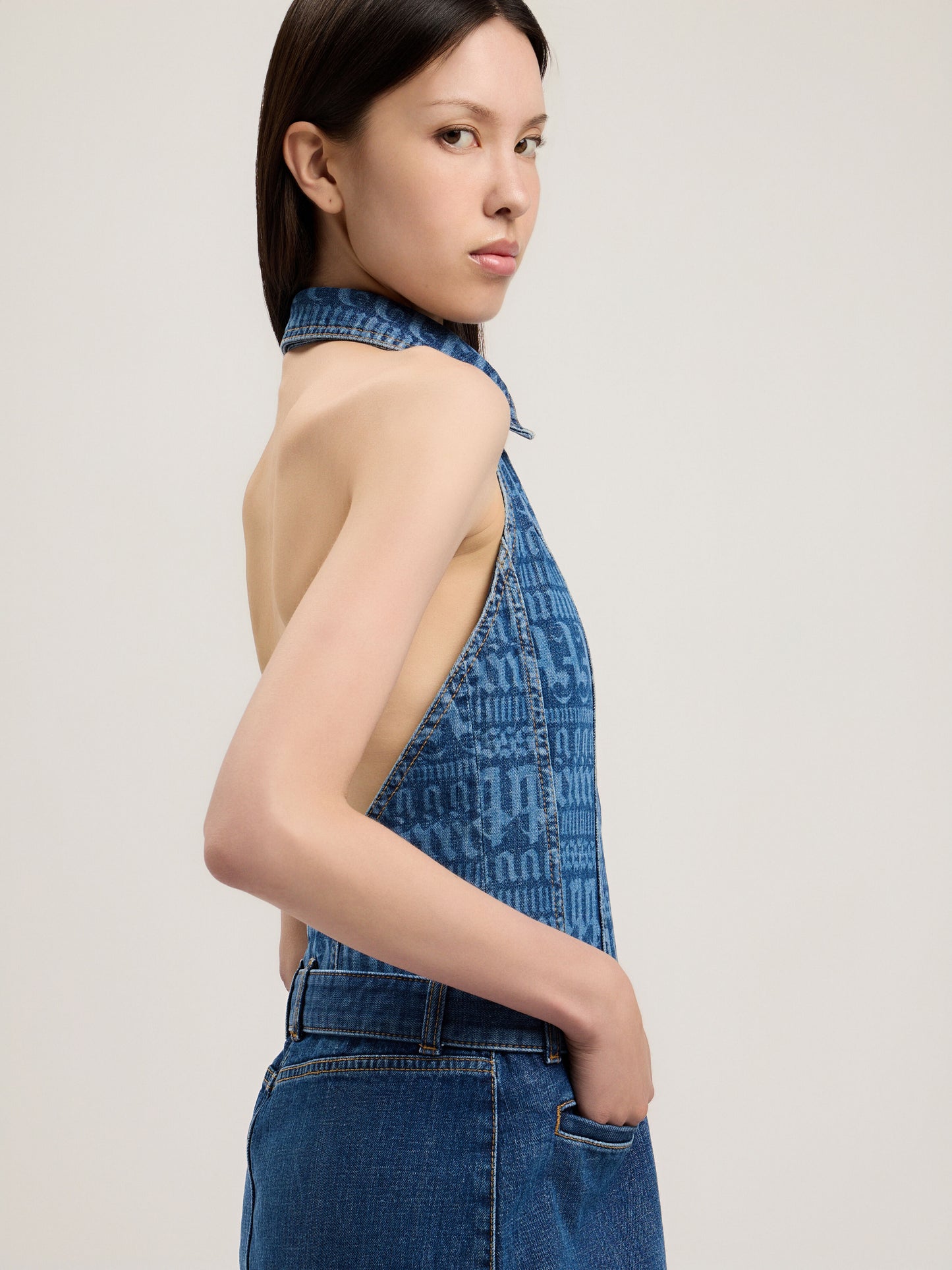 All Over Logo Denim Dress