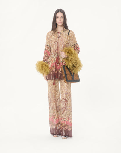 Pekin Trousers With Voyage Imaginaire Paisley Print