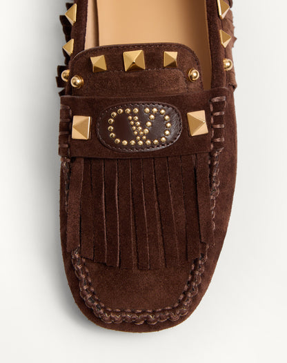 Plaster Caster Driver Loafer In Crust Leather With Fringes