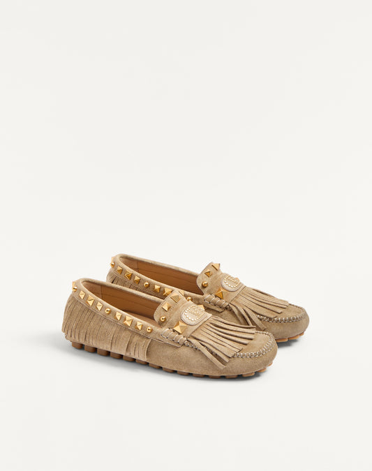 Plaster Caster Driver Loafer In Crust Leather With Fringes
