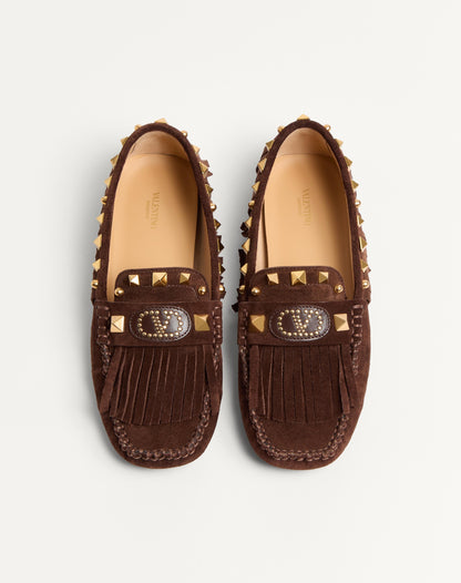 Plaster Caster Driver Loafer In Crust Leather With Fringes