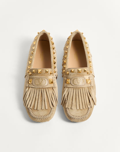 Plaster Caster Driver Loafer In Crust Leather With Fringes