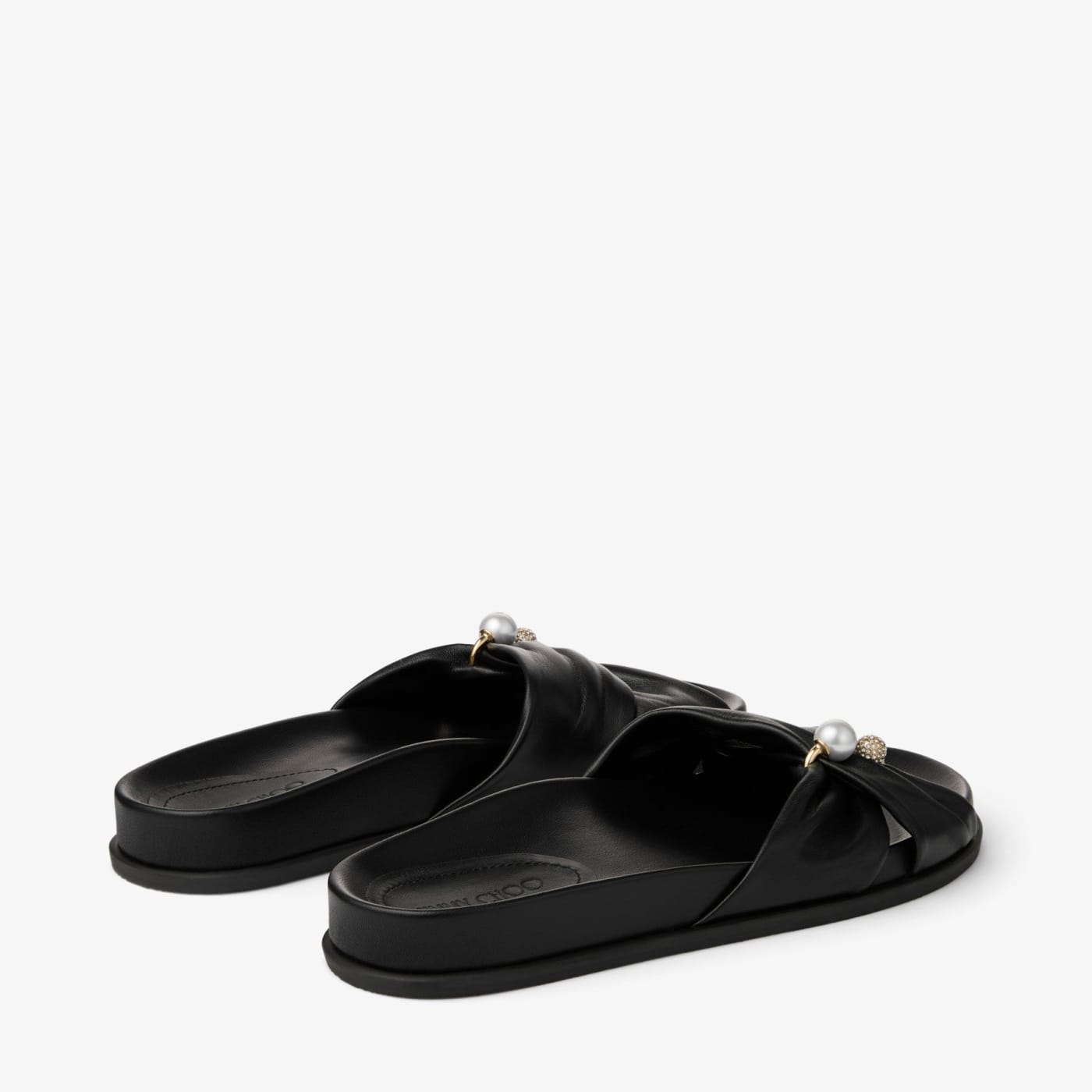 Rafi Flat Black Soft Glove Leather Flat Sandals