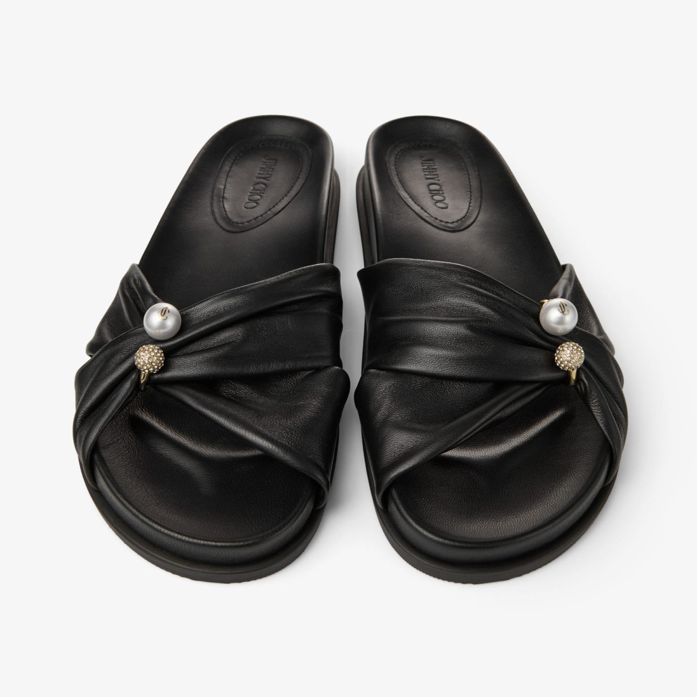 Rafi Flat Black Soft Glove Leather Flat Sandals