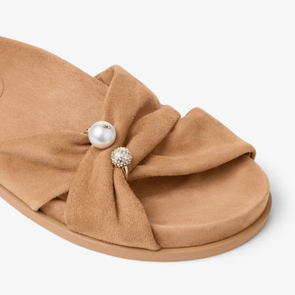 Rafi Flat Toffee Suede Flat Sandals