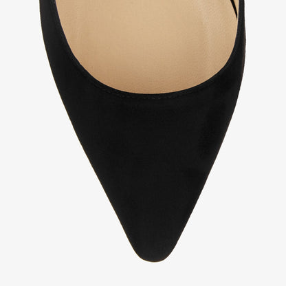 Romy 100 Black Suede Pointy Toe Pumps