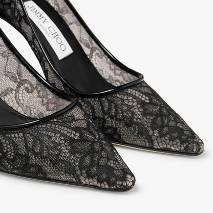 Romy 85 Black Jimmy Choo Lace Pumps