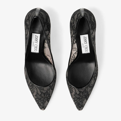 Romy 85 Black Jimmy Choo Lace Pumps
