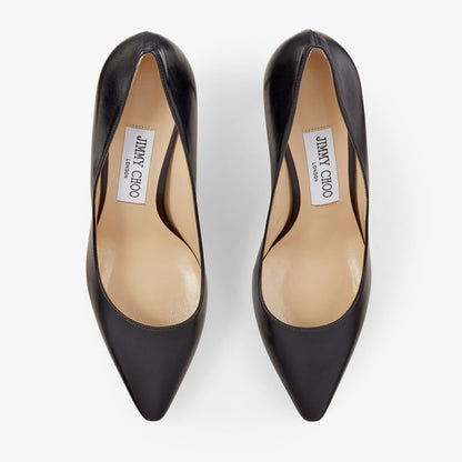 Romy 85 Black Kid Leather Pointy Toe Pumps