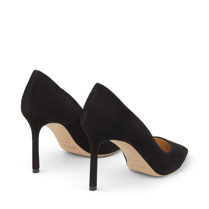Romy 85 Black Suede Pointed Pumps