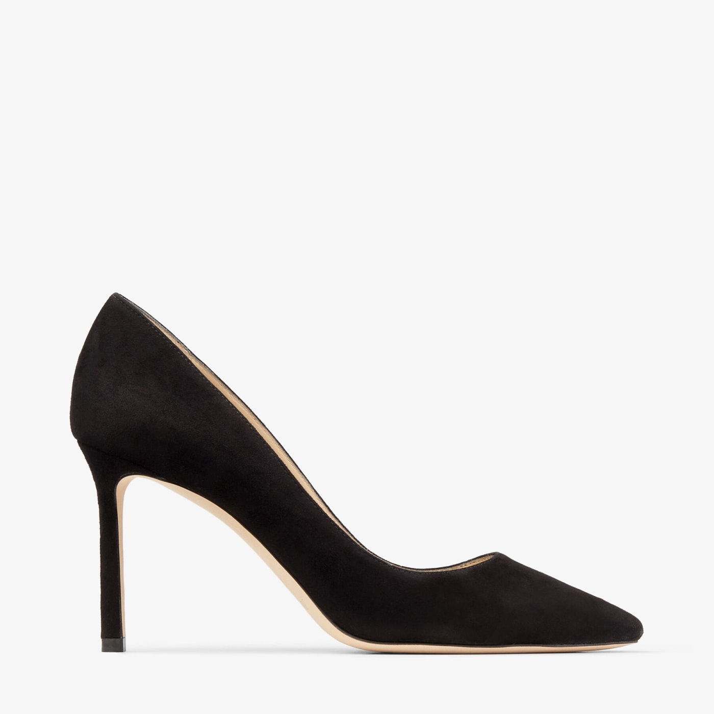 Romy 85 Black Suede Pointed Pumps