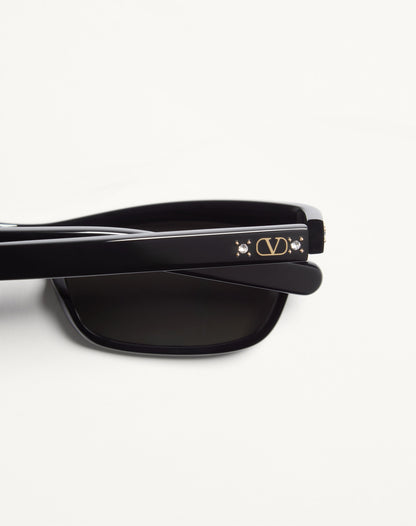 Rectangular Acetate Frames in Black/grey