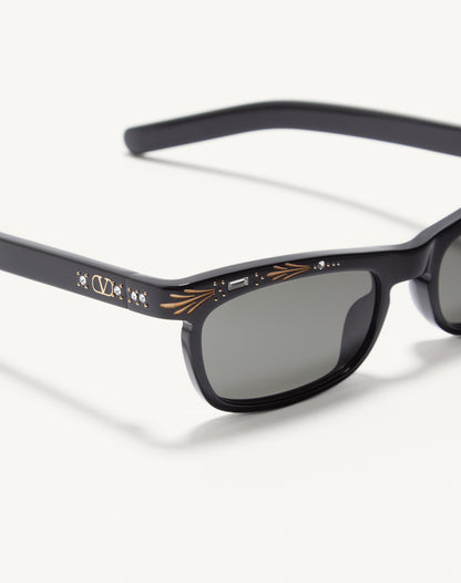 Rectangular Acetate Frames in Black/grey