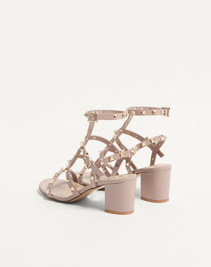 Rockstud Calfskin Ankle Strap Sandal 60 Mm